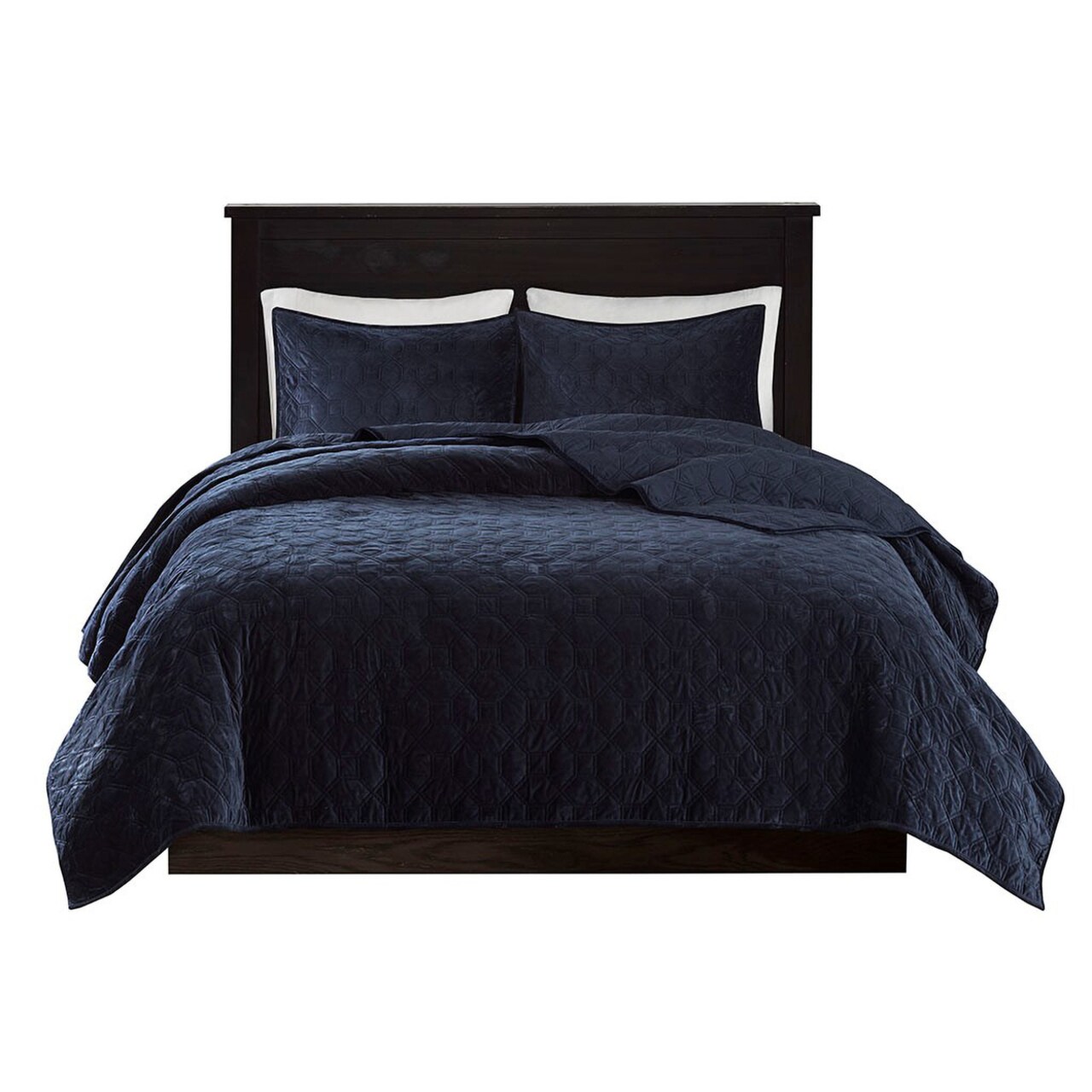 Gracie Mills Gayle 3-Piece Casual Geometric Velvet Quilt Set - Grace-11837